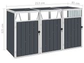 Triple Garbage Bin Shed Anthracite 213x81x121 cm Steel