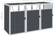 Triple Garbage Bin Shed Anthracite 213x81x121 cm Steel