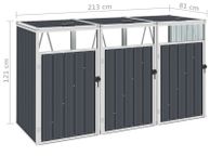 main image for ad Triple Garbage Bin Shed Anthracite 213x81x121 cm Steel