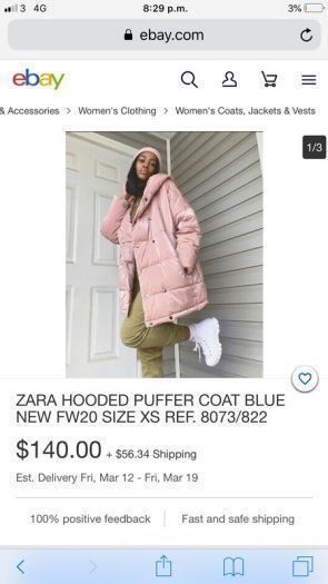 Zara Pink Puffer Jacket