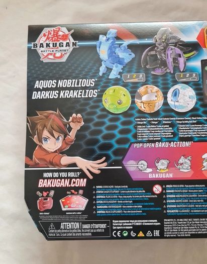 bakugan battle pack aquos nobilious- darkus krakelios brand new sealed