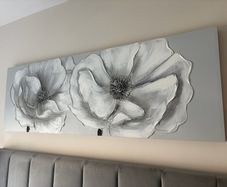 Large 3D grey flower canvas picture