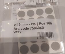 100 adhesive grey screw caps / cabinet or shelves hole coverers - 13mm