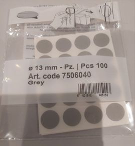 100 adhesive grey screw caps / cabinet or shelves hole coverers - 13mm