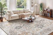 Large Washable Rugs for Living Room 200x290cm, Extra Large Area Rug, Vintage Boho Rugs, Low Pile, Non-Shedding, XXL Carpet, Traditional Oriental Design, Dining Room, Home Office, Bedroom