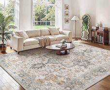 Large Washable Rugs for Living Room 200x290cm, Extra Large Area Rug, Vintage Boho Rugs, Low Pile, Non-Shedding, XXL Carpet, Traditional Oriental Design, Dining Room, Home Office, Bedroom