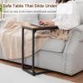 C-Shaped Side Table, Bedside Table Set of 2, Sofa Table for Small Spaces, Coffee Table with Metal Frame for Living Room, Bedroom, Rustic Brown Image 4
