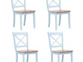 Dining Chairs 4 pcs Grey and Light Wood Solid Rubber Wood