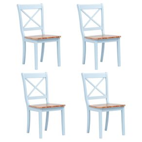 Dining Chairs 4 pcs Grey and Light Wood Solid Rubber Wood
