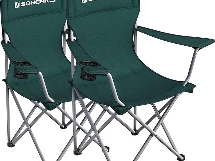 NEW SALE | Set of 2 Folding Camping Chairs, Comfortable, Heavy Duty Structure, Max. Load Capacity 150 kg, with Cup Holder, Outdoor Chair