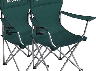 NEW SALE | Set of 2 Folding Camping Chairs, Comfortable, Heavy Duty Structure, Max. Load Capacity 150 kg, with Cup Holder, Outdoor Chair