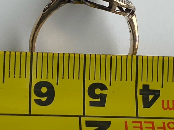 Gold Ring sapphire diamond Art Deco Antique