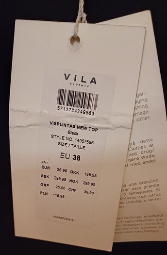 Vila Black Top (Size:10)BNWT