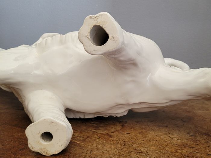 Mid-century XL glazed ceramic war elephant