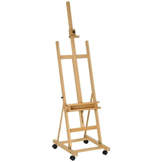 Vinsetto Easel, Artist Easel, Adjustable, 4 Wheels, Natural + Black