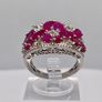 Beautiful African Ruby White Zircon Cluster Ring in Rhodium Overlay Sterling Silver 4.42 Ct. Image 7