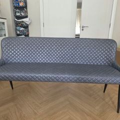 Grey Faux Leather High Back Bench Dining Bench.Good condition.Collectio.n only