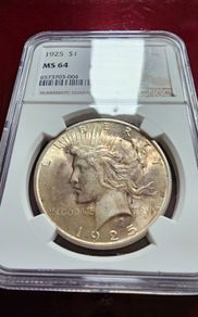 1925 Peace Dollar NCG Slabbed Original Purple/ Champagne Toning
