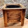 Rustic Handmade Wooden Square Planter Box Image 6
