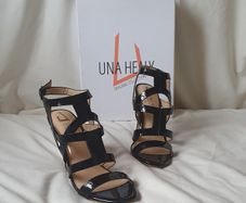 Una healy battle lines gladiator hi heels size 5 black leather