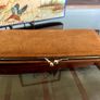Vintage Long Brown Suede Leather Kiss Lock Coin Purse or Small Clutch Wallet Image 2