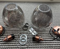 Smoked Glass Pendant Lights x2