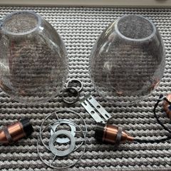Smoked Glass Pendant Lights x2