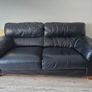 3 & 2 Black Leather Sofa Image 2