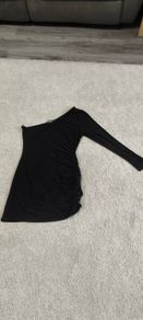 Missguided Black One Shoulder Ruched Mini Dress UK 14