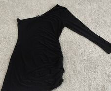 Missguided Black One Shoulder Ruched Mini Dress UK 14