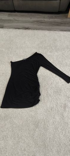 Missguided Black One Shoulder Ruched Mini Dress UK 14