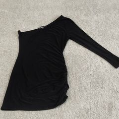 Missguided Black One Shoulder Ruched Mini Dress UK 14