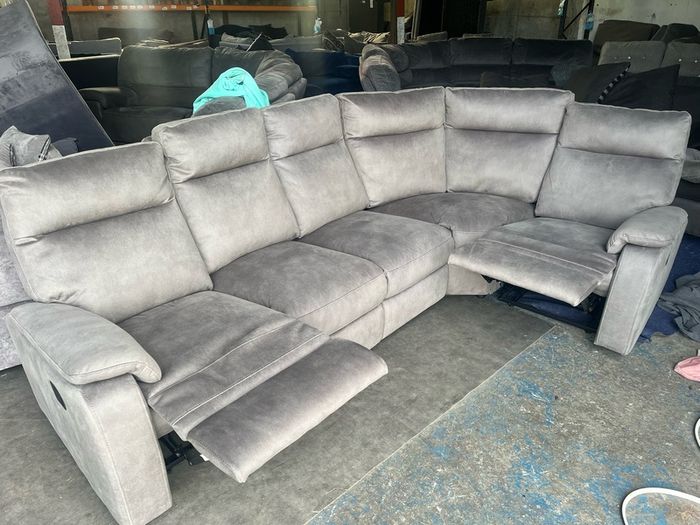 Grey corner recliner sofa
