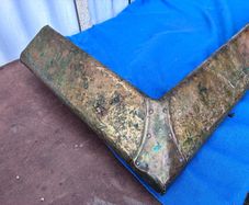 antique brass and wood engraved fender