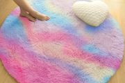 Round Rugs Living Room 120x120 cm  Fluffy Shaggy Rainbow Area Rugs for Bedroom, Lounge Modern Super Soft Non Slip Rug Washable Floor Carpets Bedside Rug for Kid Room