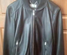 Mango mens black leather jacket for sale