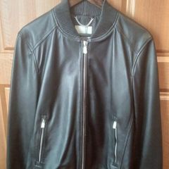 Mango mens black leather jacket for sale