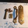 Antique Thumb Brass Lock with Door Furniture Image 2