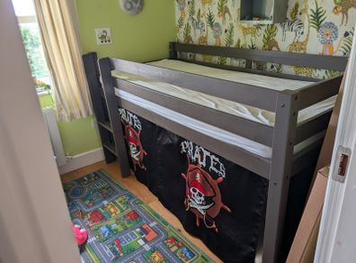 Kids Mid-Sleeper Bed with Pirate Play Den