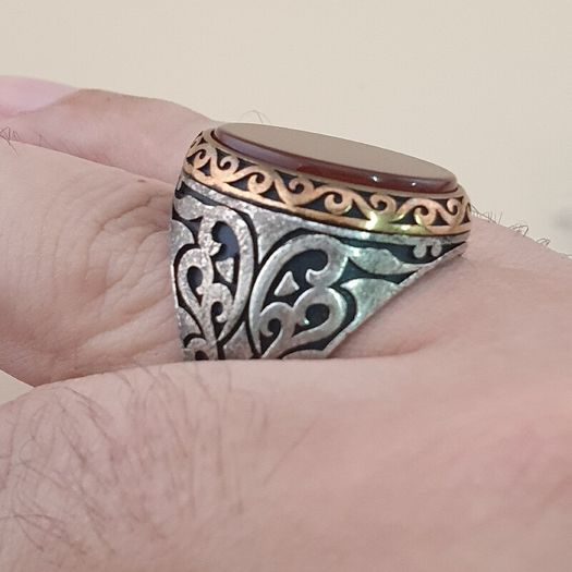 Vintage-Inspired Agate & Silver Ring Elegant Handcrafted Design