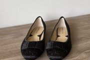 Ladies black satin pumps