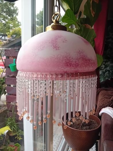 1940s glass french ceiling light