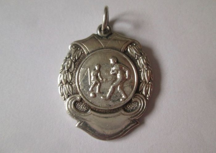 4x medals uk football division soccer silver 1950 staines district