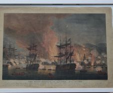 The Bombardment of Algiers after Thomas Whitcombe Colour Engraving
