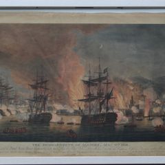 The Bombardment of Algiers after Thomas Whitcombe Colour Engraving
