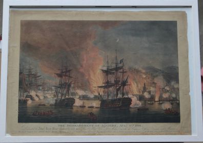The Bombardment of Algiers after Thomas Whitcombe Colour Engraving