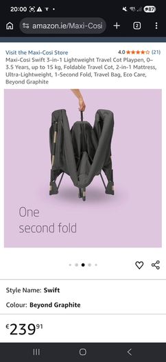 Maxi cosi swift 3 in 1 travel cot, play pen & bassinet