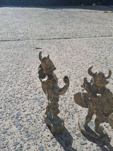 3 x Mid Century 10 inch Solid Brass Viking Warriors(6.9 kgs)