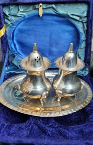 vintage salt and pepper with tray