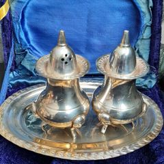 vintage salt and pepper with tray